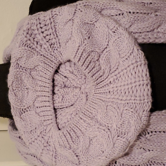 Knitted Scarf and Baret Beanie Lavender - Picture 6 of 8
